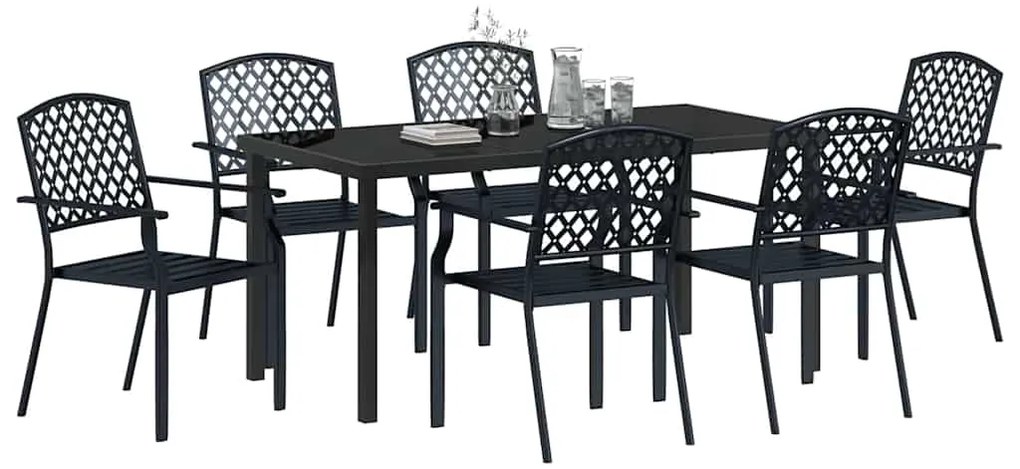 vidaXL Σέτ φαγητού για κήπο 7 pcs Ανθρακί Χάλυβας με επίστρωση πούδρας