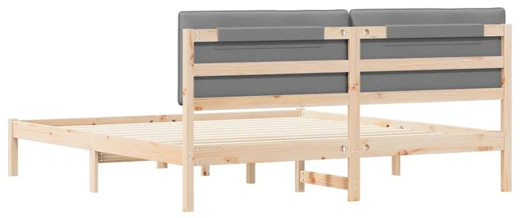 vidaXL Σκελετός Κρεβατιού με Επενδεδυμένο Κεφαλάρι Ανοιχτό γκρι