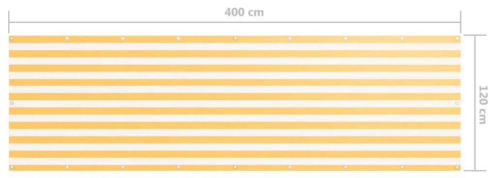 vidaXL Διαχωριστικό Βεράντας Λευκό/Κίτρινο 120 x 400 εκ. Ύφασμα Oxford