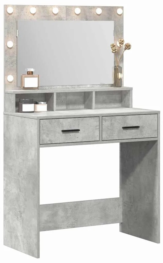vidaXL Κομοδίνο Γκρι σκυροδέματος 79 x 41 x 135 cm Επεξεργασμένο ξύλο