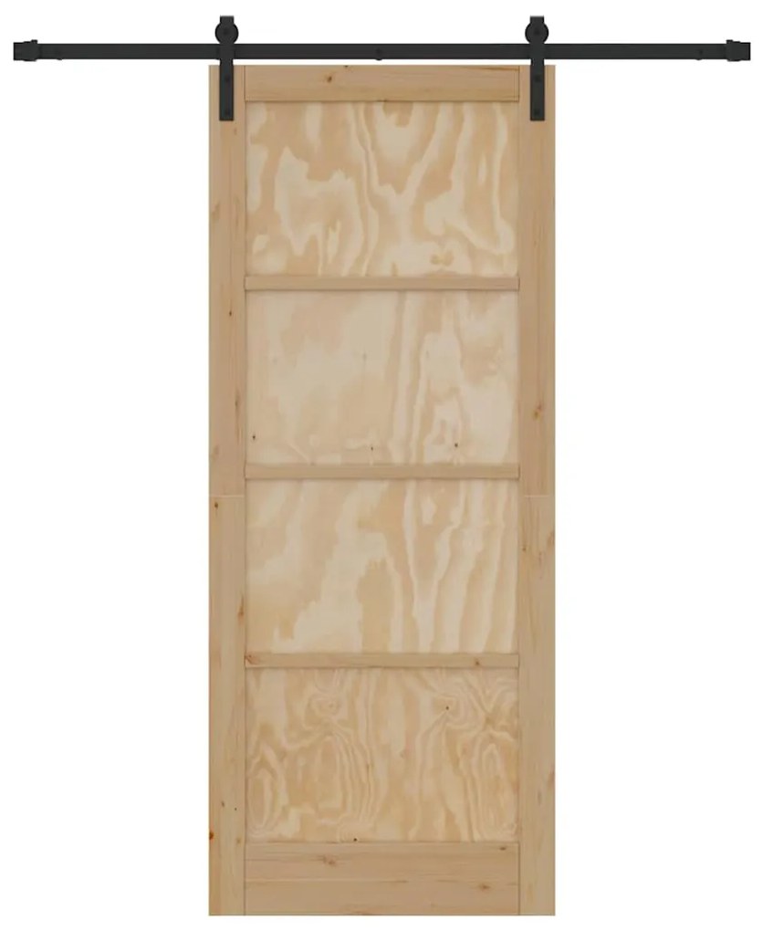 vidaXL Συρόμενη Πόρτα Φυσικό και μαύρο 86 x 211 cm