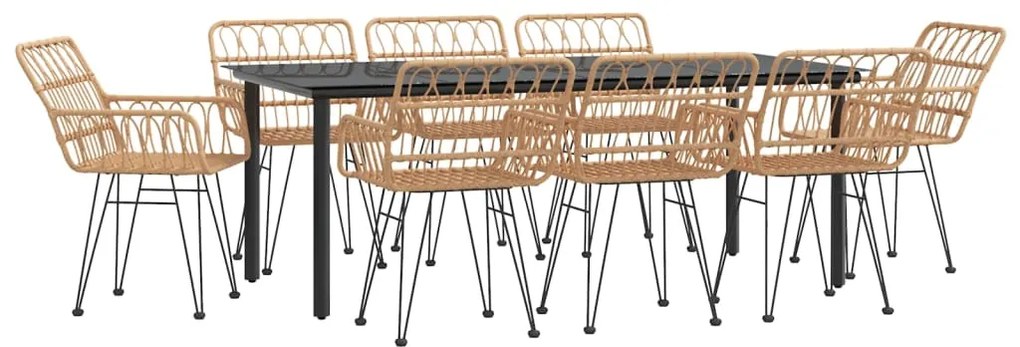 vidaXL Σετ Τραπεζαρίας Κήπου 9 Τεμαχίων από Συνθετικό Ρατάν