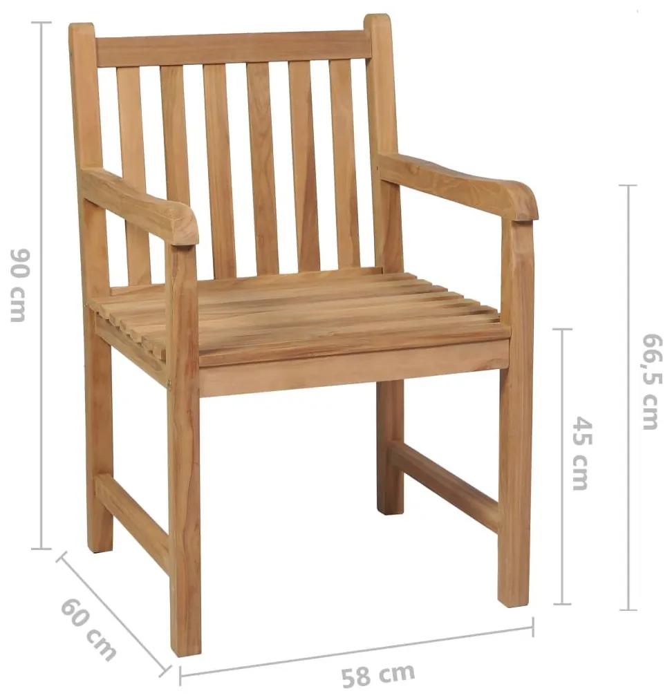 Καρέκλες Κήπου 4 τεμ. Ξύλο Teak &amp; Μαξιλάρια με Σχέδιο Φύλλων - Καφέ