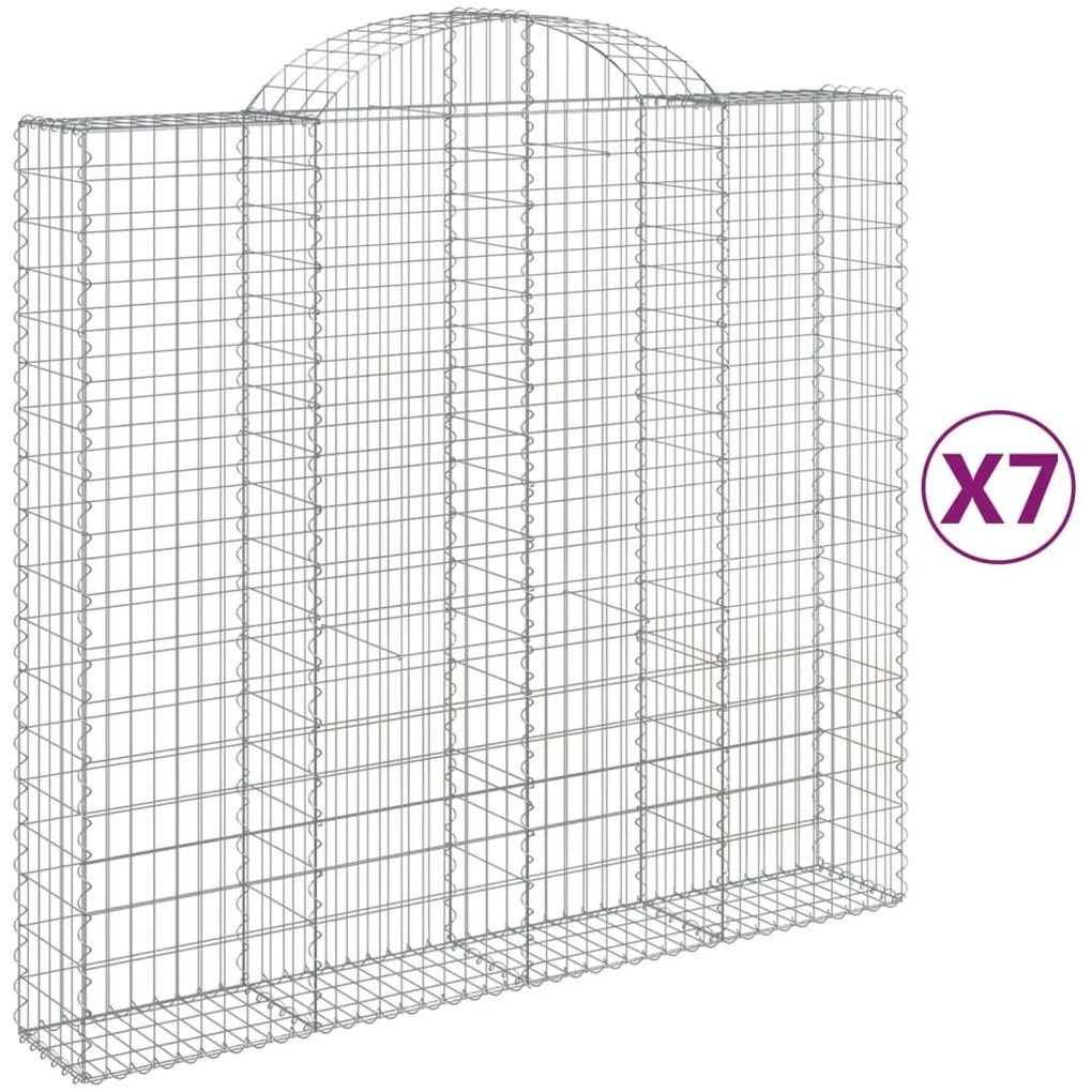 vidaXL Συρματοκιβώτια Τοξωτά 7 τεμ. 200x50x180/200 εκ. Γαλβαν. Ατσάλι