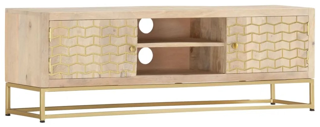 vidaXL Έπιπλο Τηλεόρασης Χρυσό 120 x 30 x 40 εκ. από Μασίφ Ξύλο Μάνγκο