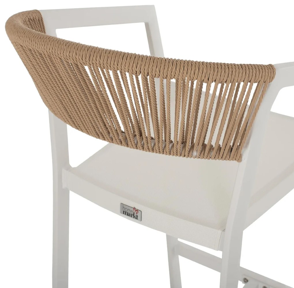 Σκαμπό Μπαρ C5892.22 Αλουμινίου Λευκό με Rattan &amp; Textline 56x58x105Yεκ. 56x58x105 εκ.
