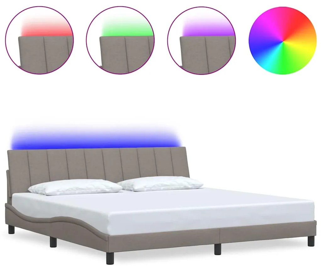 vidaXL Σκελετός Κρεβατιού Χωρίς Στρώμα Taupe 200x200 εκ.Υφασμάτινο