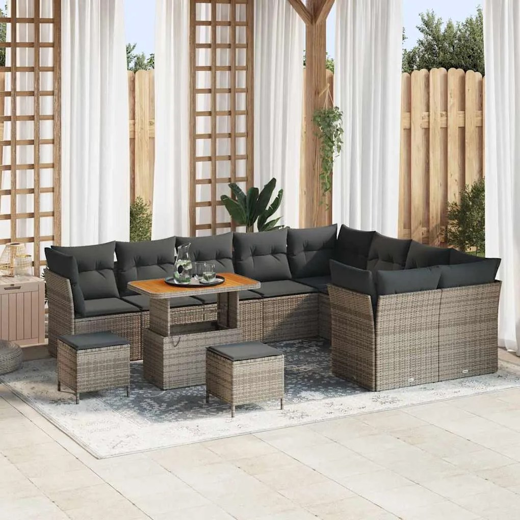 vidaXL Σετ Καναπέ Κήπου 12 pcs Γκρι συνθετικό ρατάν