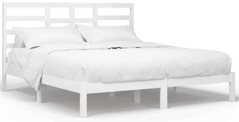 vidaXL Πλαίσιο Κρεβατιού Λευκό 180 x 200 εκ. Μασίφ Ξύλο Super King