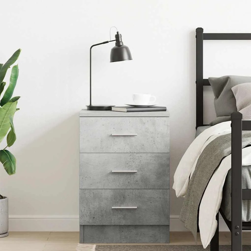 vidaXL Κομοδίνο Γκρι του Σκυροδέματος 38 x 35 x 56 εκ. από Επεξ. Ξύλο