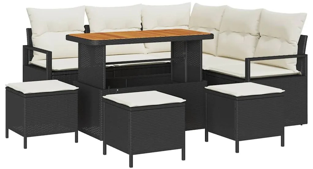 vidaXL Σετ Καναπέ Κήπου με μαξιλάρι με μαξιλάρι 9 pcs Μαύρο και Κρέμα