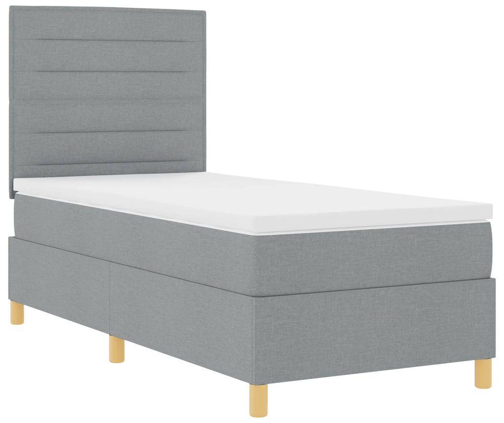 vidaXL Κρεβάτι Box Spring με Στρώμα Ανοιχτό Γκρι 90x200 εκ. Ύφασμα