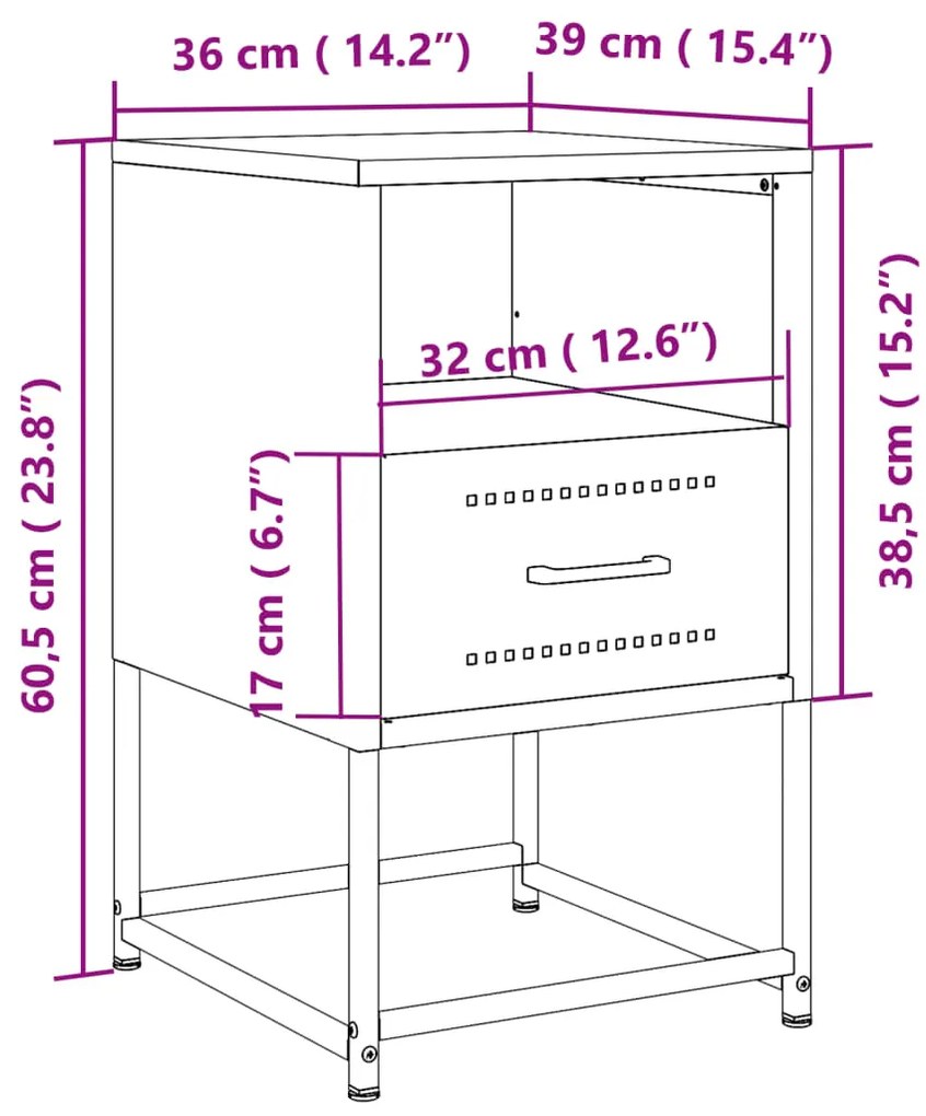 ΚΟΜΟΔΙΝΑ 2 ΤΕΜ. ΛΕΥΚΟ 36X39X60,5 ΕΚ. ΑΠΟ ΧΑΛΥΒΑ 846565