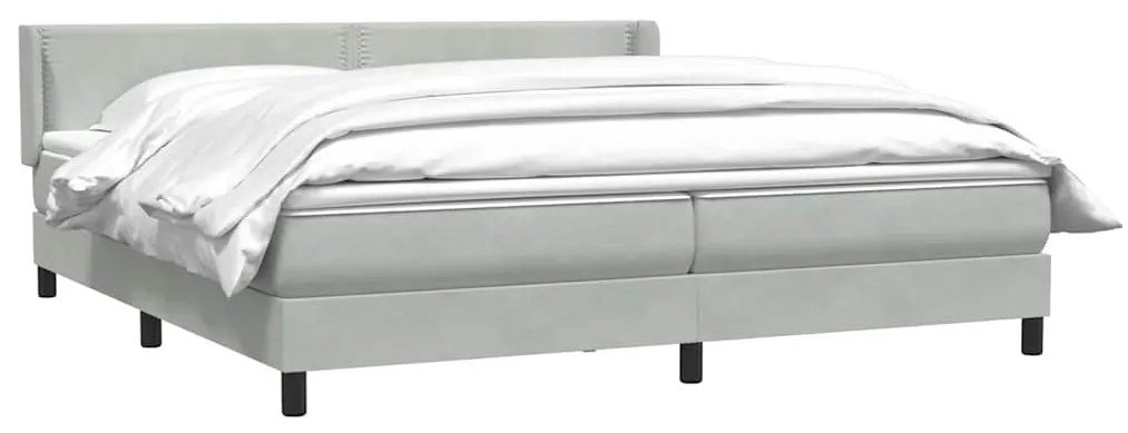 vidaXL Κρεβάτι Boxspring με Στρώμα Ανοιχτό Γκρι 180x210 εκ. Βελούδινο