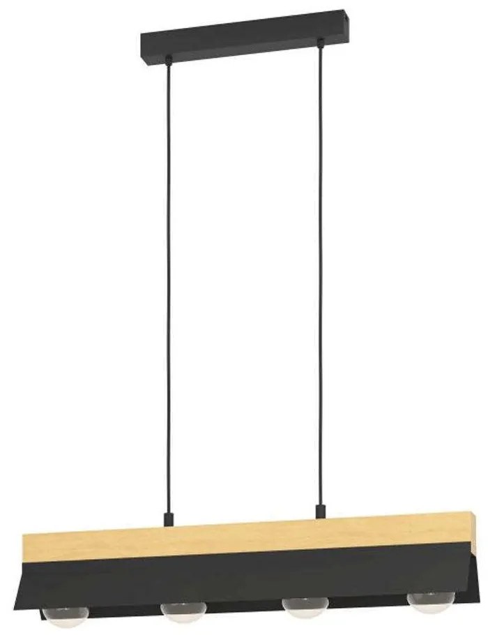 Φωτιστικό Οροφής-Ράγα Tarrafo 900444 88x15x110cm 4xE27 40W Black-Natural Eglo