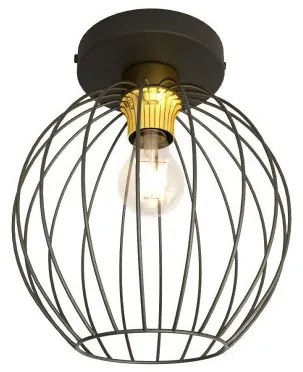 Πλαφονιέρα Φωτιστικό Οροφής 1xE27 Πλέγμα Nest Emibig -1370/1-Μαύρο-Χρυσό 1370/1