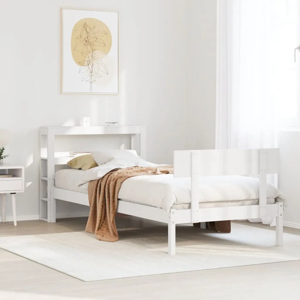 vidaXL Σκελετός Κρεβ. Χωρίς Στρώμα Λευκό 90x190 εκ Μασίφ Πεύκο