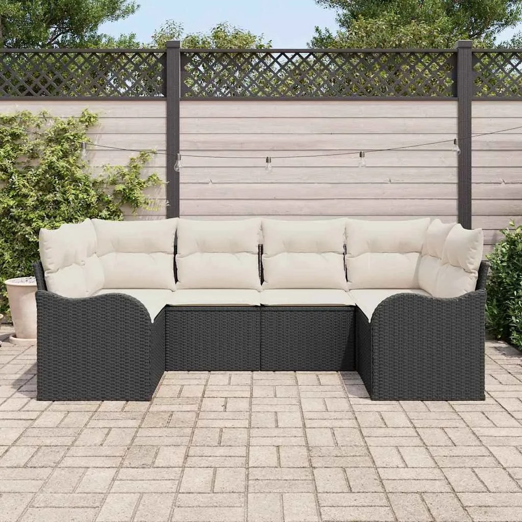 vidaXL Σετ Καναπέ Κήπου με μαξιλάρι 6 pcs Μαύρο Πολυ ράταν