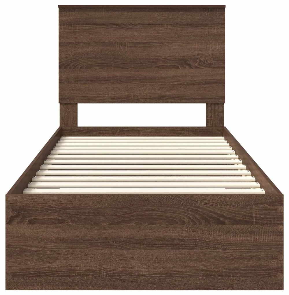 vidaXL Σκελετός Κρεβατιού Καφέ Δρύινο και Ασημί 100 x 200 cm