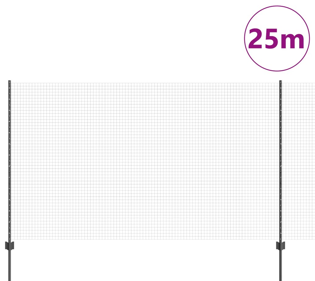 vidaXL Φράχτης από Συρματόπλεγμα με 22 Πόδια Γκρι 1.4x25 μ. Ατσάλι