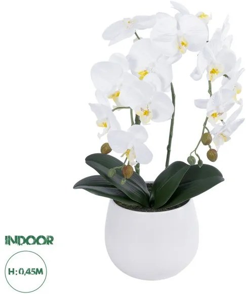 Διακοσμητικό Φυτό Λευκή Ορχιδέα Artificial Garden 21117 Globostar-21117-Λευκό 21117