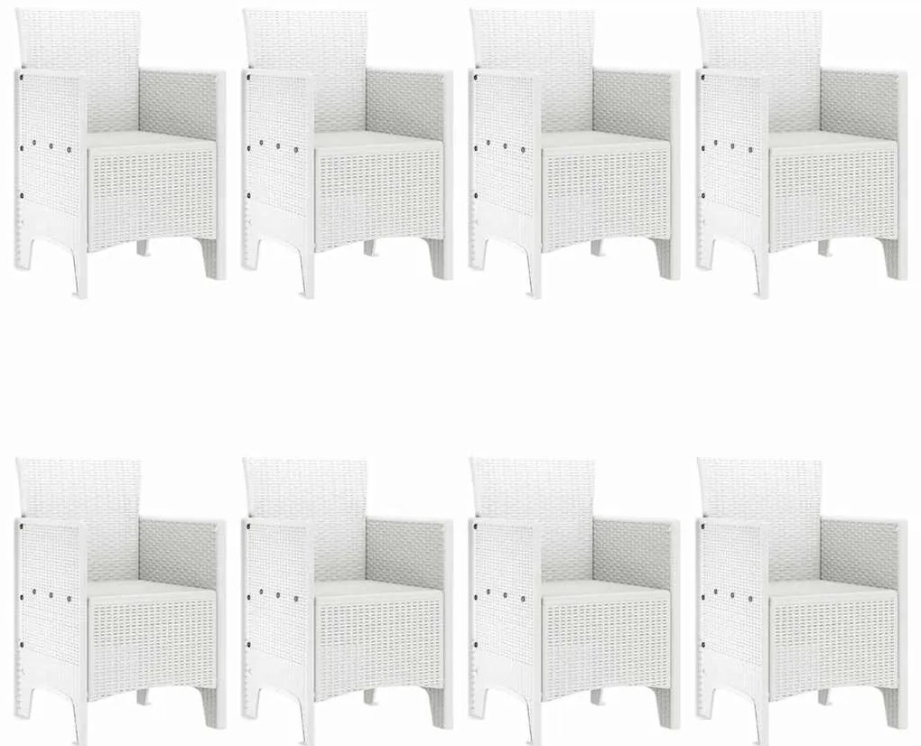 vidaXL Σέτ φαγητού για κήπο 9 pcs Λευκό Rattan Polt