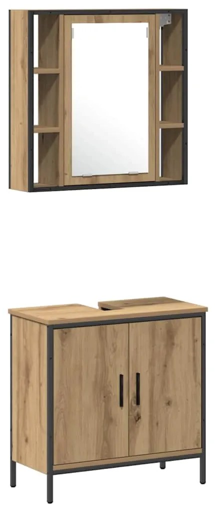 vidaXL Μονάδες Νιπτήρα Μπάνιου με ράφι Καφέ 33 x 33 x 185.5 εκ