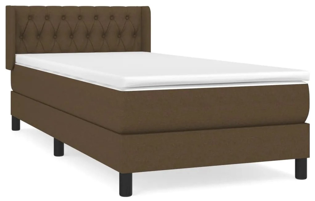 vidaXL Κρεβάτι Boxspring με Στρώμα Σκούρο Καφέ 90x190 εκ. Υφασμάτινο