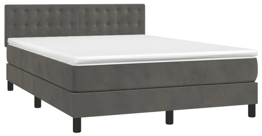 vidaXL Κρεβάτι Boxspring με Στρώμα Σκούρο Γκρι 140x190 εκ. Βελούδινο