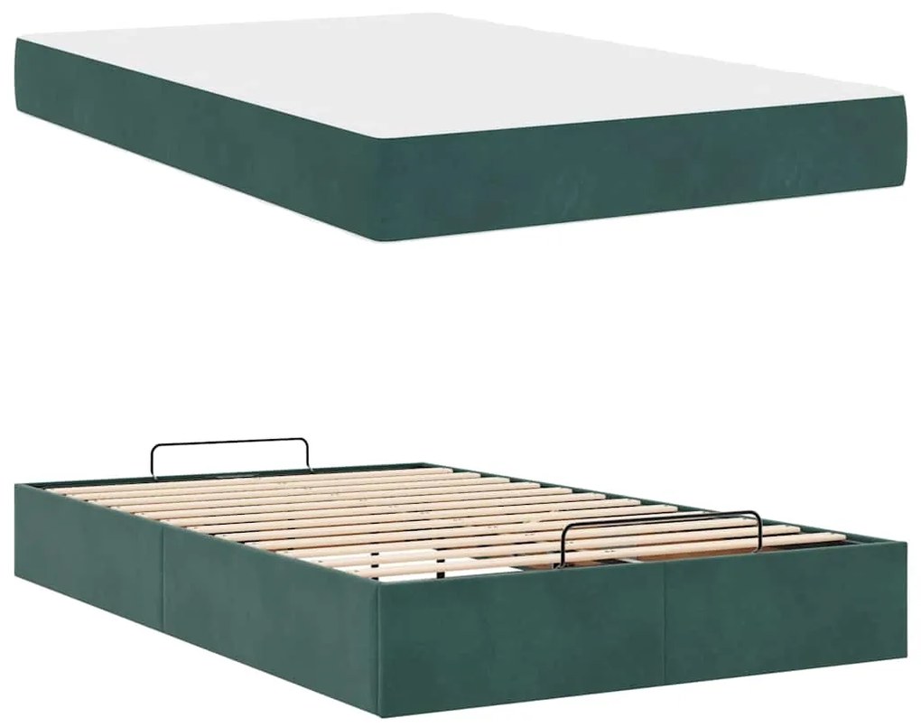 vidaXL Σκελετός Κρεβατιού Σκούρο πράσινο 120 x 200 cm Βελούδο