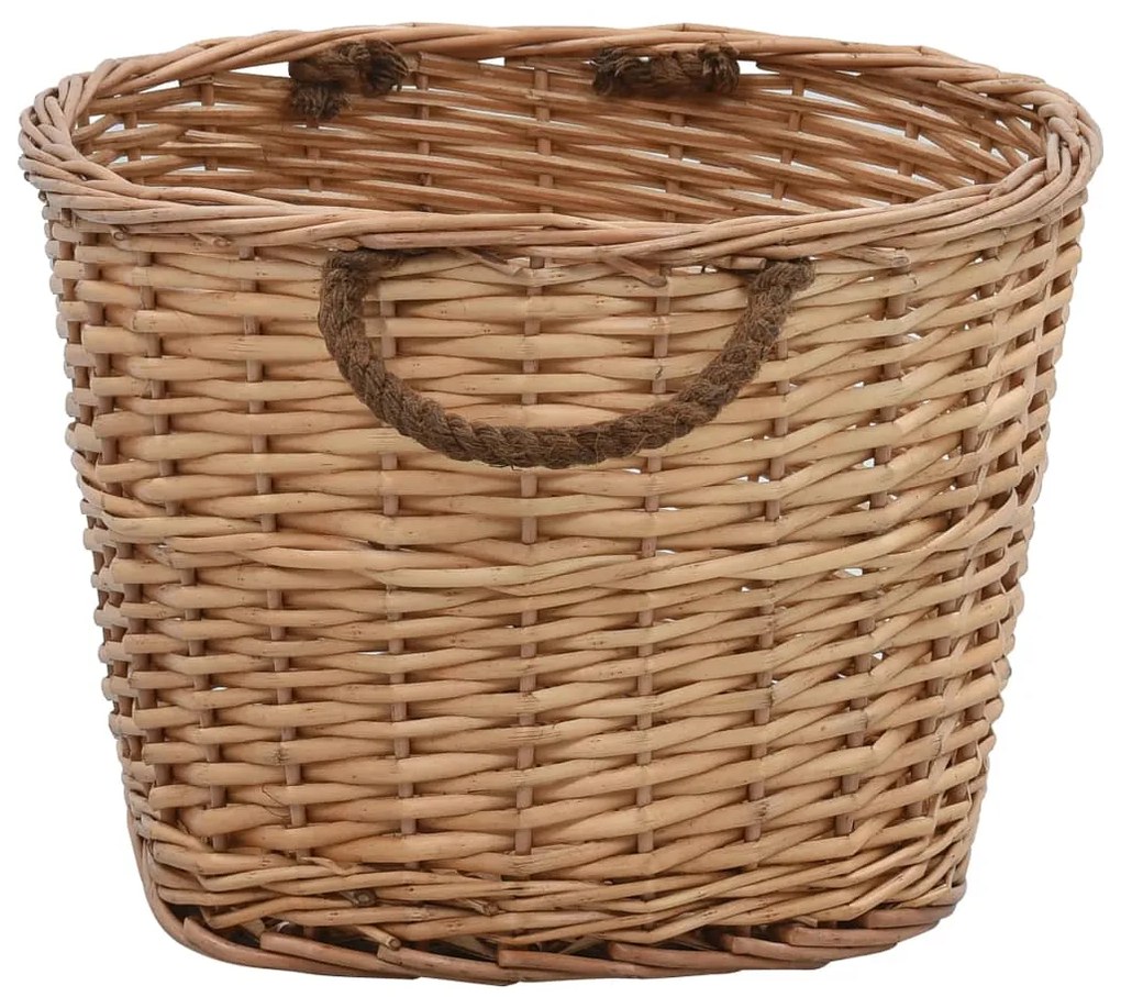 vidaXL Καλάθι Καυσόξυλων με Λαβές Μεταφοράς 56x40x28 εκ. Φυσική Ιτιά