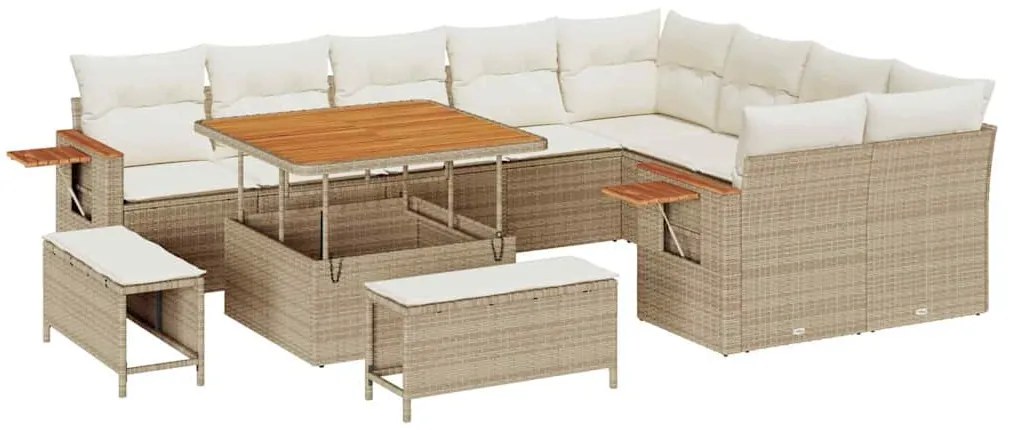 vidaXL Σετ Καναπέ Κήπου 12 pcs μπεζ και κρεμ 100 x 100 x 71 cm