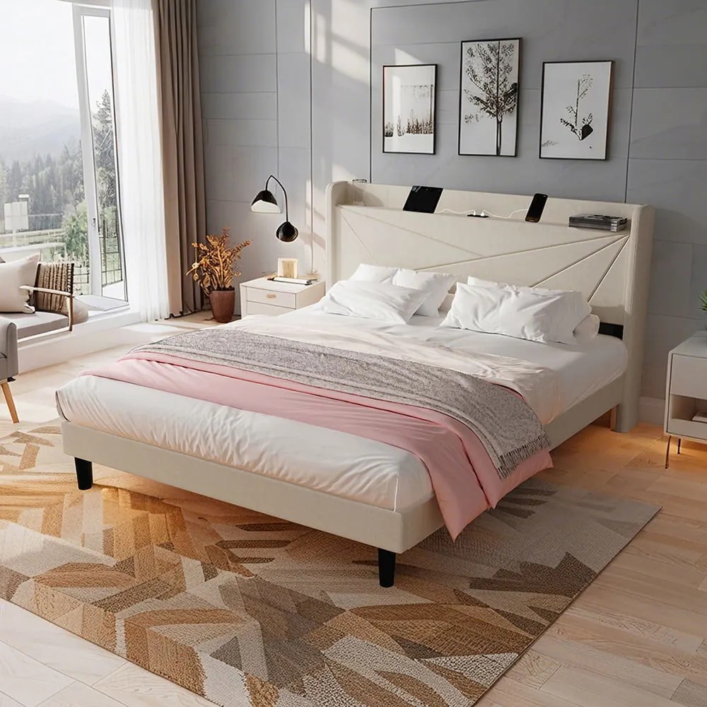 Επενδυμένο κρεβάτι Ambrey-Mpez