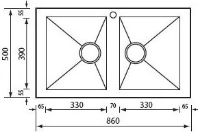 Νεροχύτης Sanitec Punto Quadra 2VR