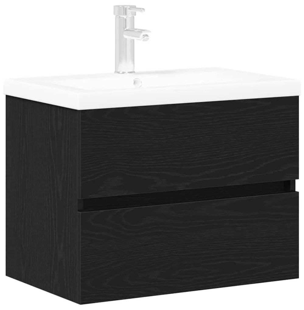 vidaXL Ντουλάπα Νεροχύτη Μαύρη δρυς 60 x 39 x 62 εκ Επεξεργασμένο ξύλο