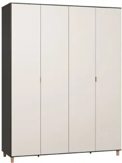 Ντουλάπα Simple τετράφυλλη-Μαύρο - Λευκό