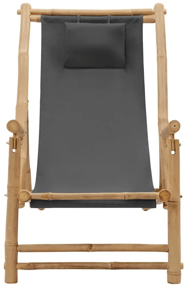 vidaXL Σεζλόνγκ Σκούρο Γκρι από Μπαμπού και Καραβόπανο