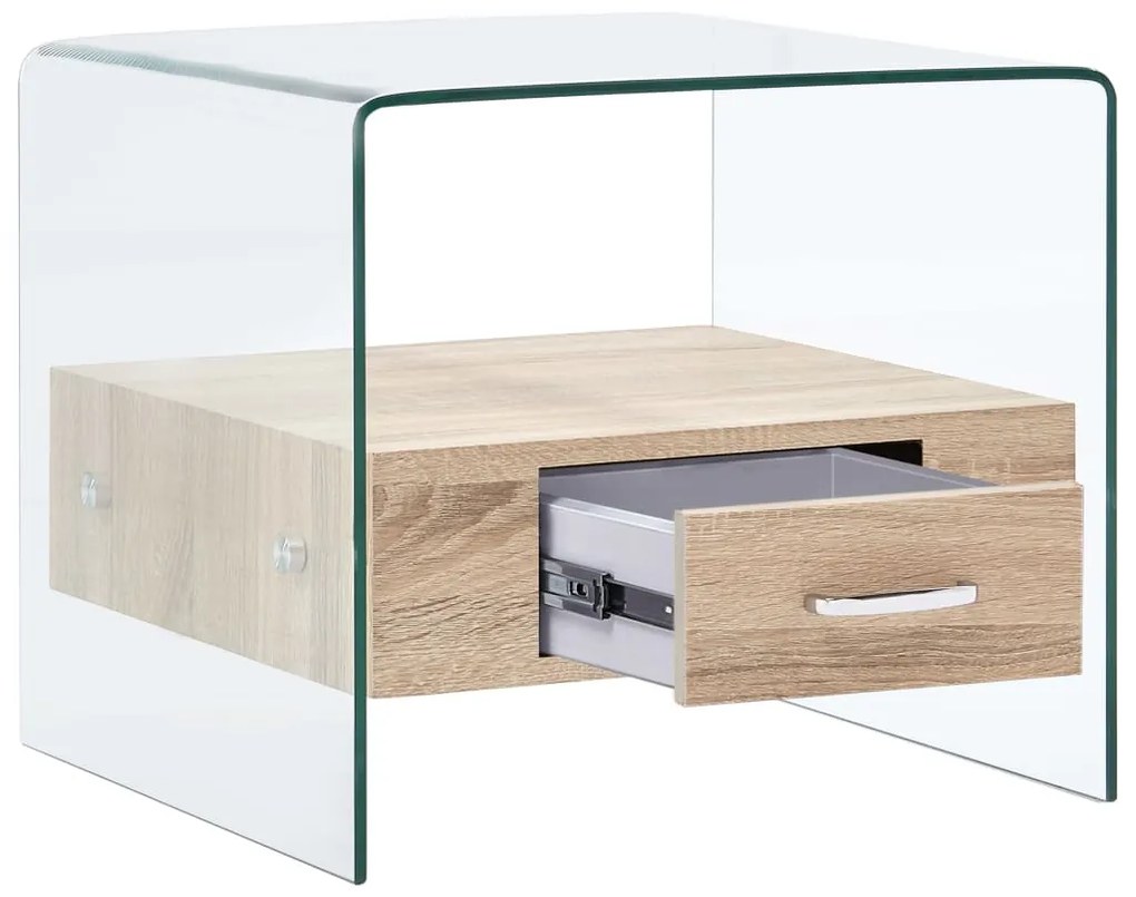 vidaXL Τραπεζάκι Σαλονιού με Συρτάρι 50 x 50 x 45 εκ. από Ψημένο Γυαλί