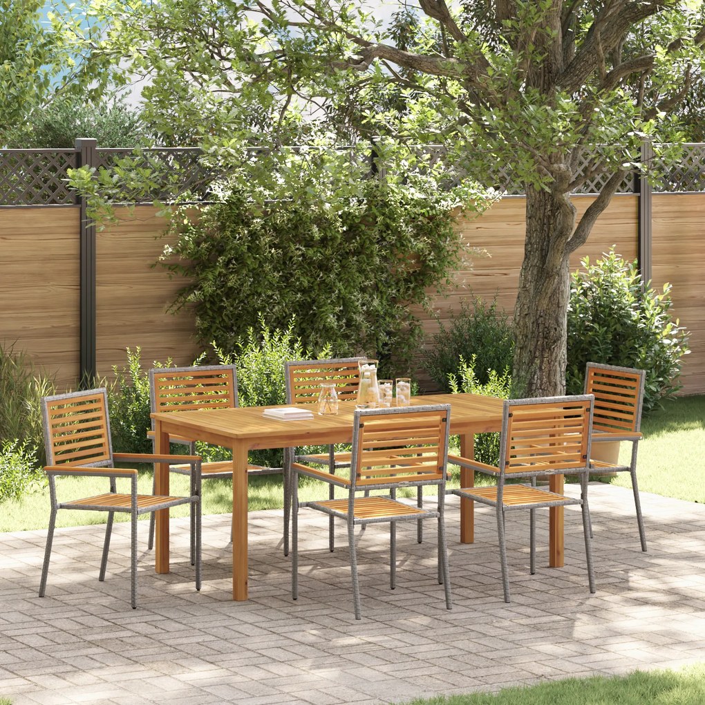 vidaXL Σετ Γεύματος Κήπου 7 pcs Γκρι 180 x 90 x 75 cm Ξύλο & Μέταλλο