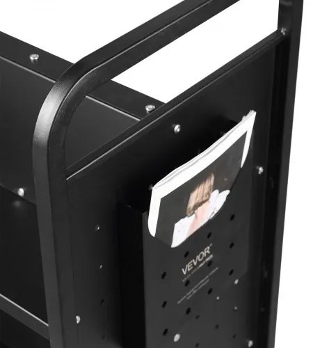 VEVOR Book Cart, 330 lbs Library Cart, 39.4&quot; x 20.1&quot; x 49.2&quot; Rolling Book Cart, Double Sided W-Shaped Sloped Shelves with 4-Inch Lockable Wheels for Home Shelves Office School, Book Truck in Black