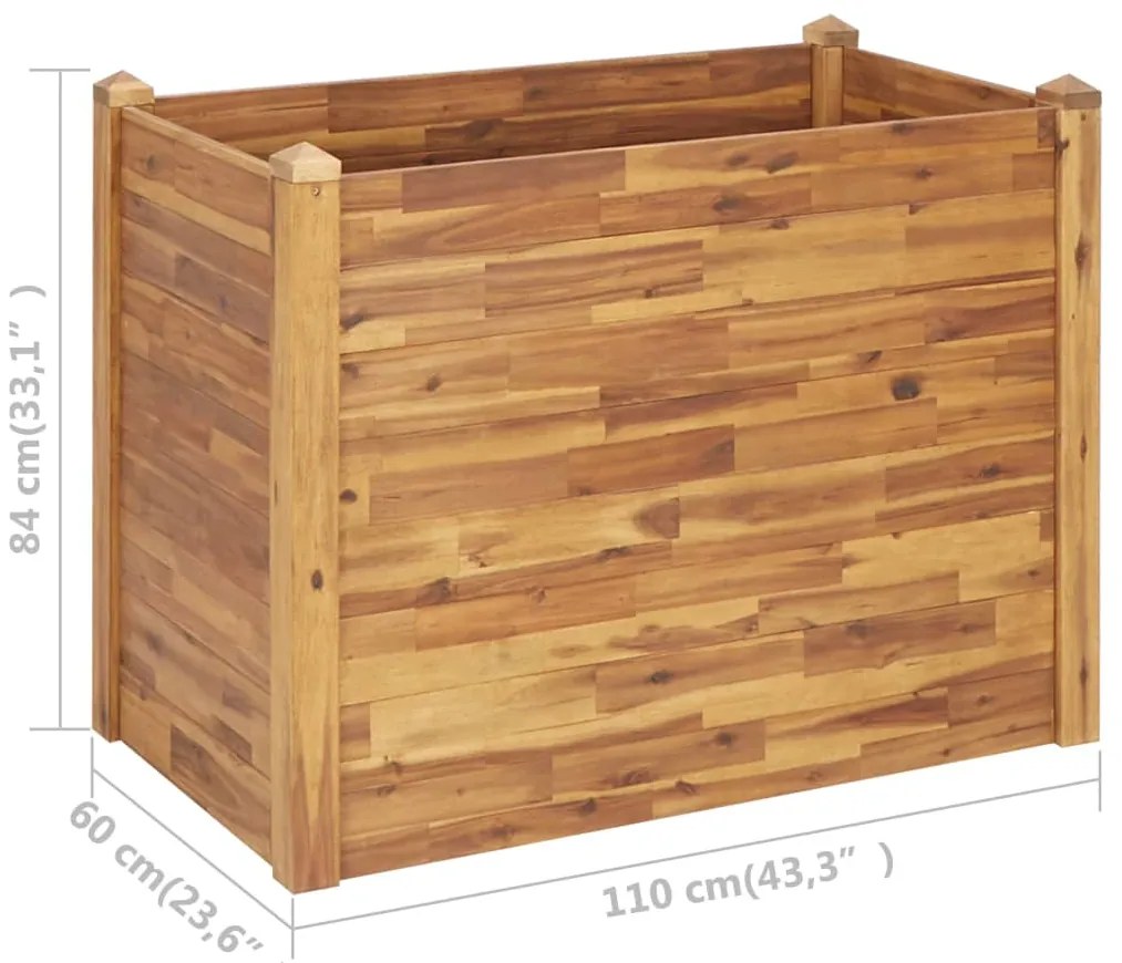 vidaXL Ζαρντινιέρα Υπερυψωμένη 110 x 60 x 84 εκ. Μασίφ Ξύλο Ακακίας