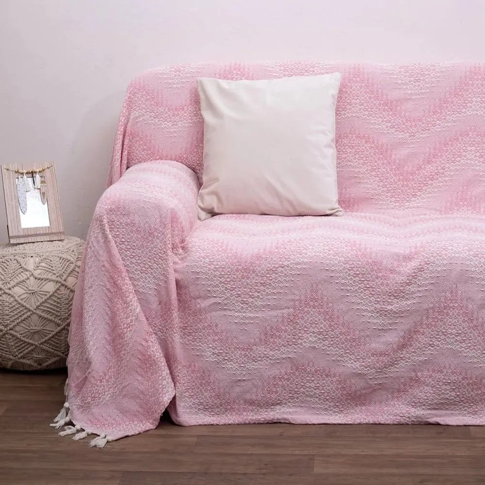 Ριχτάρι 3045 Pink Viopros Τριθέσιο 175x280cm 100% Βαμβάκι