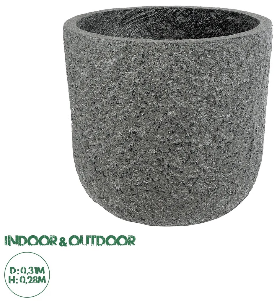20758 GloboStar® Artificial Garden ERICE 20758 Επιδαπέδιο Πολυεστερικό Τσιμεντένιο Κασπώ Γλάστρα - Flower Pot Γκρι Φ31 x Υ28cm