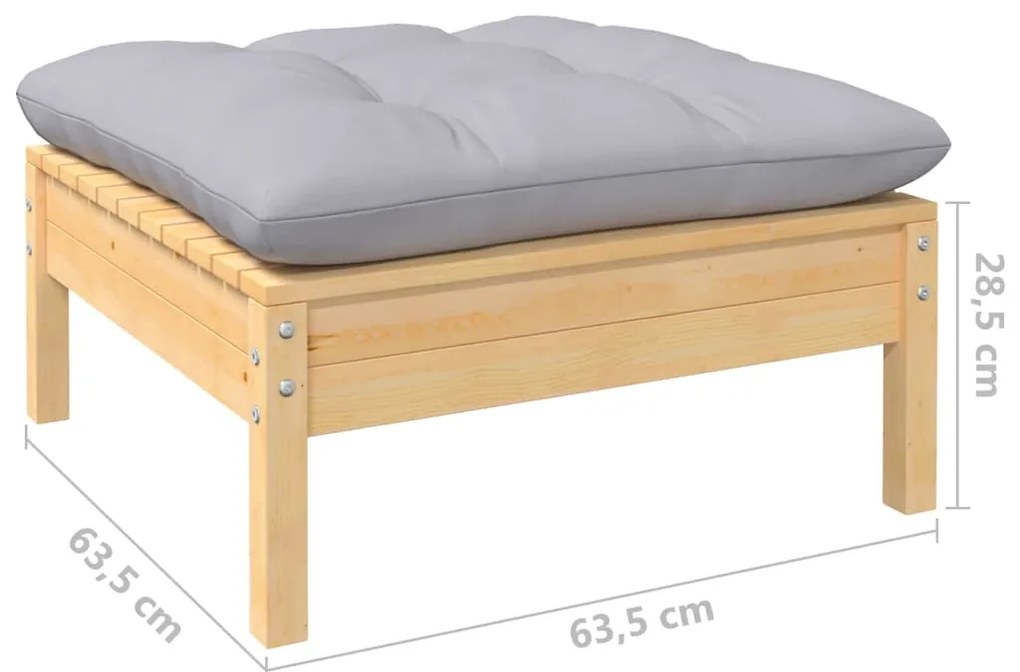 vidaXL Σαλόνι Κήπου Σετ 5 Τεμαχίων Ξύλο Πεύκου με Γκρι Μαξιλάρια