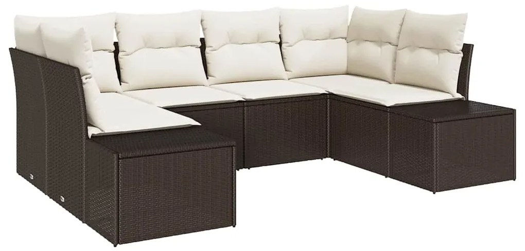 vidaXL Σετ Καναπέ Κήπου με μαξιλάρι 6 pcs Καφέ Πολυ ράταν