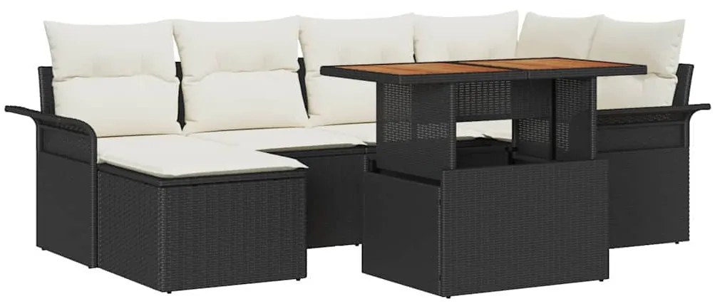 vidaXL Σετ Καναπέ Κήπου με αποθήκευση 7 pcs Μαύρο Πολυ ράταν