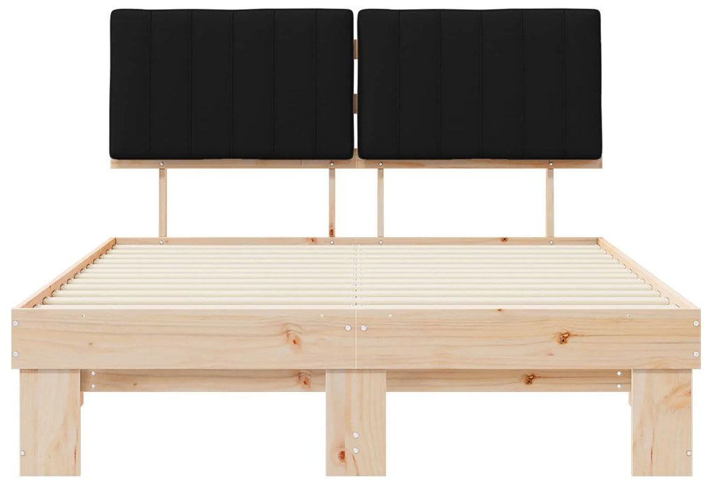 vidaXL Σκελετός Κρεβατιού με Επενδεδυμένο Κεφαλάρι Μαύρο 135 x 190 cm