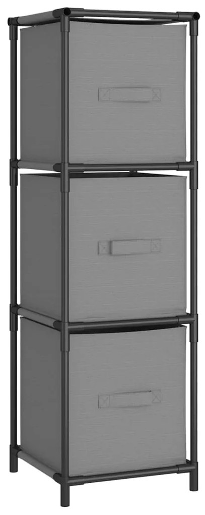 vidaXL Ντουλάπι με 3 Υφασμάτινα Συρτάρια Γκρι 34x34x101 εκ. από Ατσάλι