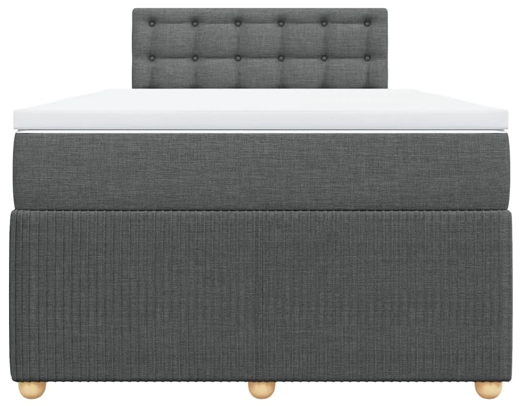 vidaXL Κρεβάτι Boxspring με Στρώμα Σκούρο Γκρι 120x190 εκ Υφασμάτινο