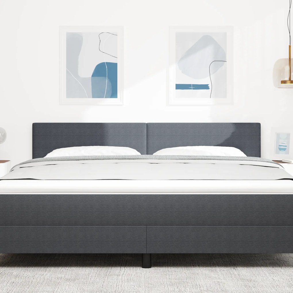 vidaXL LED Κεφαλάρι Απλό Σκούρο Γκρι 90 εκ. από Κορντούρα